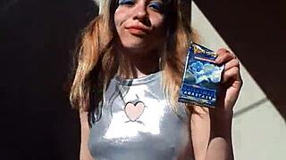 Blonde Cute Latina Teen In Costume Shows Pretty Body Outdoors