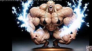 Abigails massive muscle growth explodes in pump factory fmg ai animation