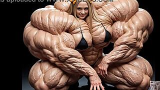 Abigails massive muscle growth explodes in pump factory fmg ai animation