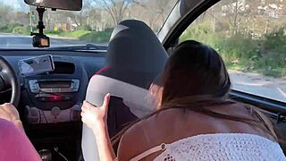 Oh man, this beautiful Latina babe with big tits squirts so hard while getting fucked in the Uber, soaking the driver completely