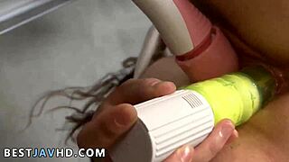 Mori's clean-shaven slit gets creampied by hardcore husband in fantastic Asian titty fuck session