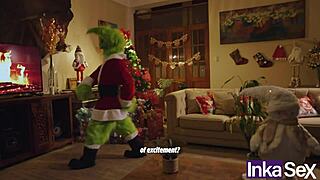Grinch and victoria camargo team up in cosplay parody, turning holiday festivities into wild anal action with curvy latina.