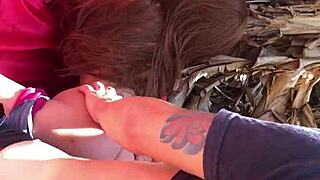 intriguing outdoor anal with fuck doll as sex toy