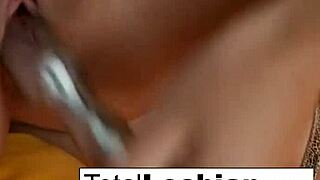 Hey, this sexy blonde lesbian is totally into licking and fucking her friend's shaved pussy hard