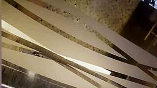 Redhead babe with small waist cleans up in bathroom for lending her ass.