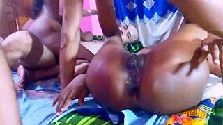 Two brunette teen girls engage in a group activity where they handle tasks together with Hanif, Popy Khatun, Mst Sumona, and Manik Mia.