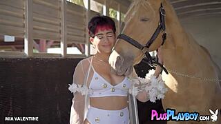 Sexy latina teen poses with hot milf Mia Malkova in lingerie outdoors, both showing amazing big tits?