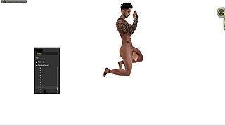 黑人卡通角色在商店硬核猛干