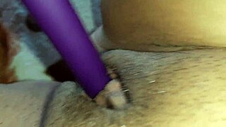 is my hairy pussy dripping wet with swollen clit shaking from intense vibrator orgasm?