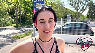 I-I'm Leila, just 18, using a toy before getting fucked hard as a French brunette slut.