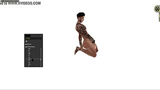 黑人卡通角色在商店硬核猛干