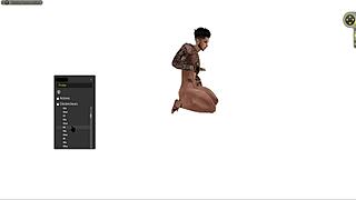 黑人卡通角色在商店硬核猛干