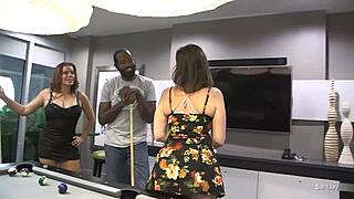 Nicky Ferrari TAKES on big black cock in CURVY blonde THREESOME with deepthroat and riding