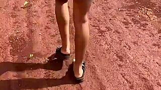 Whoa, cute Brazilian brunette teen 18+ gets anal fucked outdoors by construction guy after school