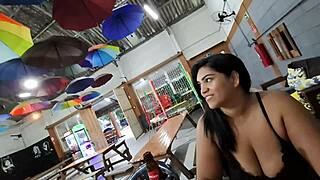 Beach couple explores outdoor blowjob and doggystyle with hairy pussy and creampie on public sand