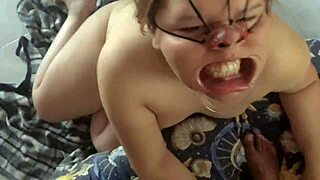 I Feel So Humiliated Yet Aroused Fucking Her Chubby Face In Bondage Until Cum Covers Her Nose In This Amateur Bbw Bukkake Session