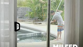 Busty stepmom caught fucking her young 18+ stepson in lingerie with cowgirl riding