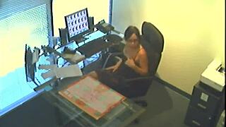 uh, caught that office slut with glasses masturbating like crazy on hidden cam