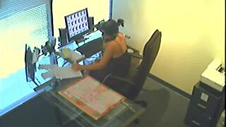 uh, caught that office slut with glasses masturbating like crazy on hidden cam