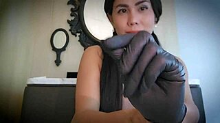 Latex glove fetish session with asmr sounds and relaxing hospital patient massage including groping and scratches