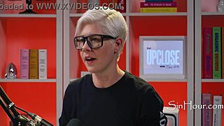 Hey, check out the cute and pretty pornstar Leana Lovings with her glasses.