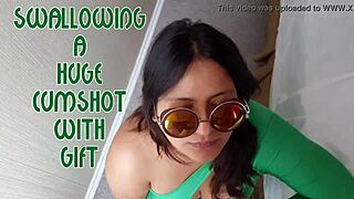 I swallowed a huge cumshot and gifted a squirt in amateur bbw action