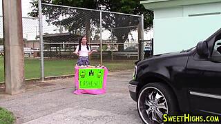 petite teen 18+ feels intense thrill getting facial after sucking in uniform