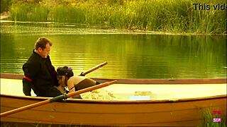 Intense Couple Bangs Hard Outdoors in Small Lake Boat Adventure