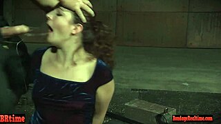 submissive beauty hints at intense domination with sloppy interracial throatfucking and bondage