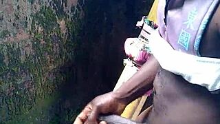 sexy young performer shows hard cum in the forest