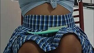 sexy werita uses huge dildo in garage for solo lingerie fetish play with curvy latina body