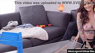 tattooed diva rocky emerson takes alex's monster cock doggystyle with deepthroat and cum finish