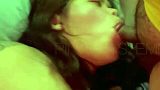 Horny Filipina maid gives boss blowjob and creampie in hairy pussy while wife is away 😈🍆💦