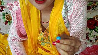 Desi Indian maid wife gives blowjob with dirty talk in first time bedroom sex