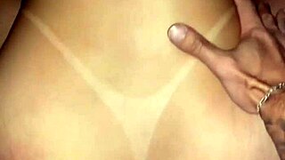 Blonde married hottie takes bareback anal creampie from huge cock stud.