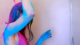Oh Wow, Exciting Color Splash Shower Sex with Petite Brunette and Huge Cock in Athens!