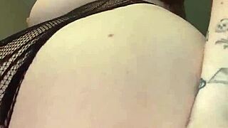 Chubby slut does striptease in see-through bra! Then fucks with BBC dildo squirting everywhere in homemade solo session.