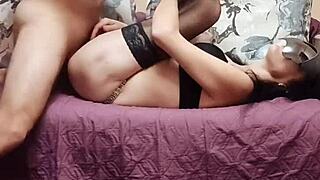 mature wife's big ass in stockings trembles during homemade anal pov pounding