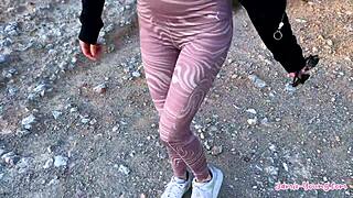 amateur couple bangs hard with petite brunette riding big cock in gym for tight pussy sex!