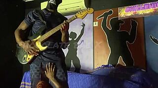 Whoa this sexy african teen 18+ stripper slut gives groupie luvvv with blowjob and missionary during performance 😏