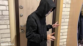 It was a trap but the sexy thief got caught red-handed. Then fucked with blowjob doggystyle cum covered action.