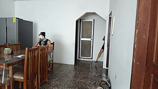 Why does this maid whore shake her big ass on camera for daddy in uniform?