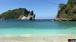 So this brunette hottie sucked my dick on a public beach then walked along the shore with cum all over her face like a total cumwalk adventure