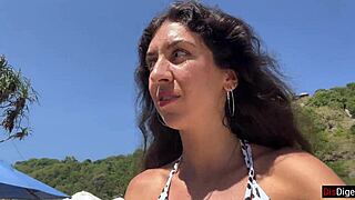 So this brunette hottie sucked my dick on a public beach then walked along the shore with cum all over her face like a total cumwalk adventure