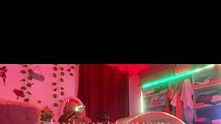 Two dildos stuffing my wet pussy and tight ass with lingerie ripped off and black cock pounding!