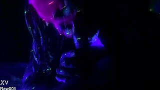 Whoa, sucking this big black cock like a banana! Oiled blowjob action gets so sexy and wild!