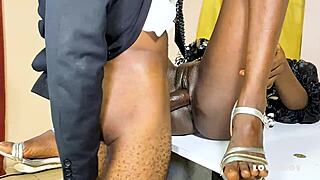 Watch out! Lover boy dives into passionate licking with his European secretary right on the office desk