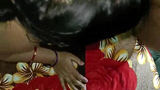 Indian wife enjoys the best sex with her husband in the bedroom, featuring big natural tits and close-up action.