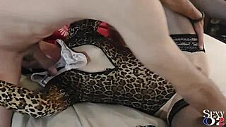 Damn, check this French milf in leopard bodysuit and heels getting ass licked, spanked, and fucked doggystyle pov! 🍑👠🔥