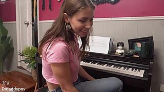 Brunette Maya Rue Spreads Legs for Intense POV Riding and Cum in Mouth